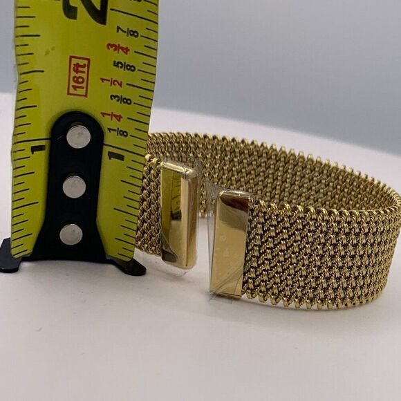 Bracelet/cuff, gold coloured stainless steel, braided mesh, new item, one size - Picture 6 of 16
